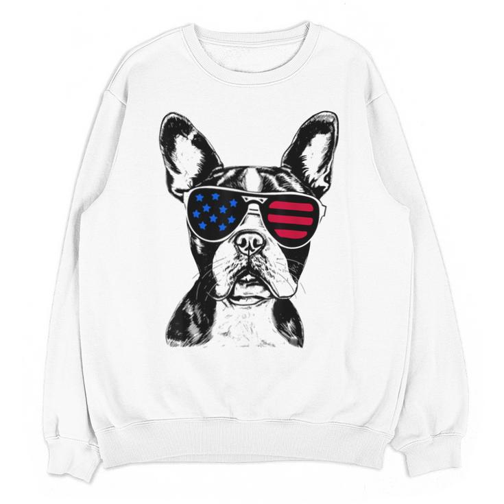 Boston Terrier Dog 4th July America USA Flag Men Women Kids Unisex Sweatshirt