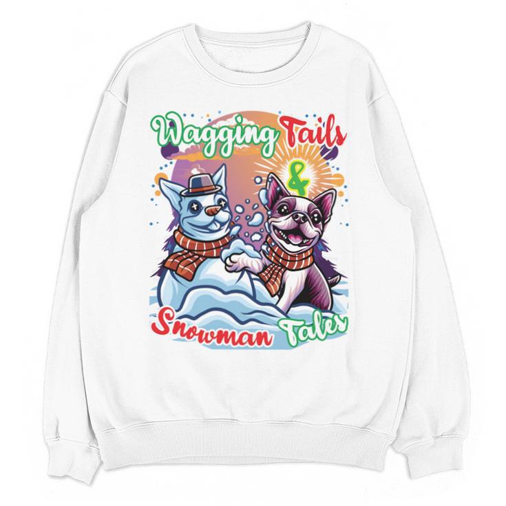 Boston Terrier Dog Christmas Snowman Winter Snow Unisex Sweatshirt
