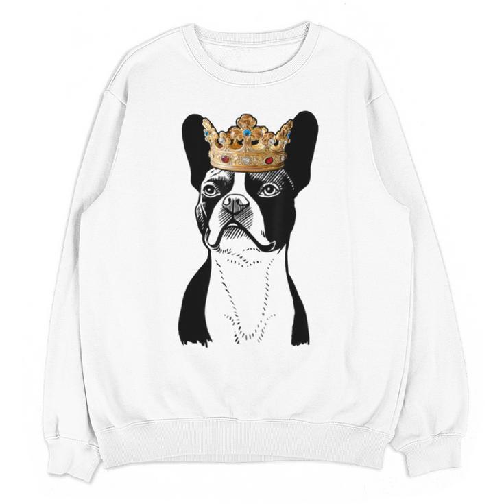 Boston Terrier Dog Wearing Crown For Men Women Girls Kids Unisex Sweatshirt