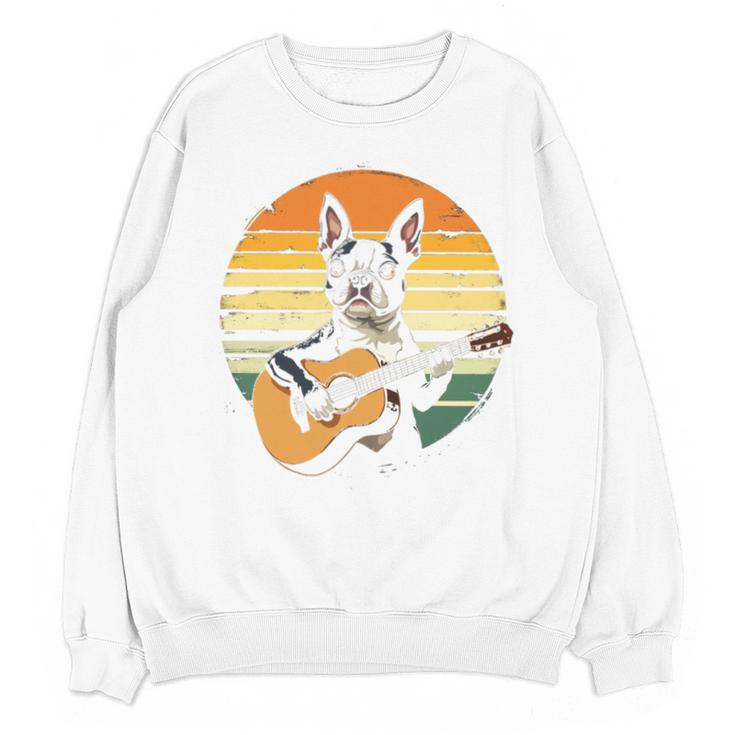 Boston Terrier Guitar Retro Unisex Sweatshirt