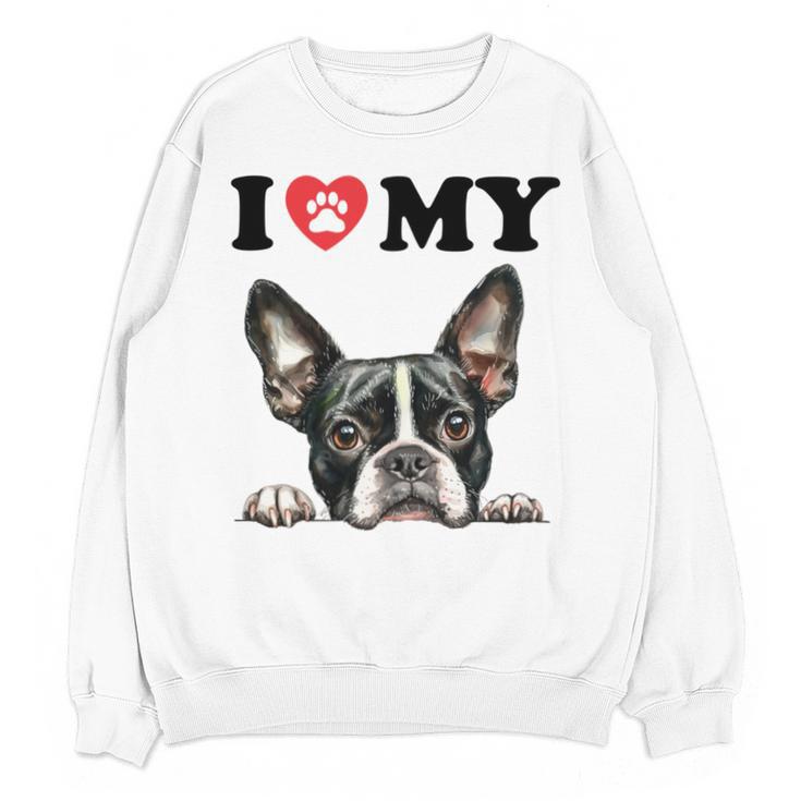 Boston Terrier I Heart My Dog Dog Lover Unisex Sweatshirt