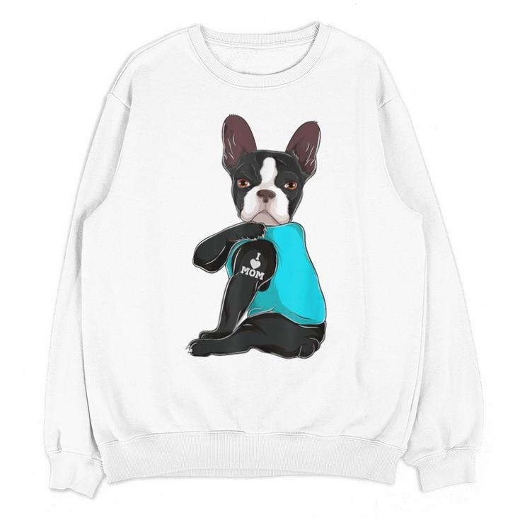 Boston Terrier I Love Mom Apparel Unisex Sweatshirt