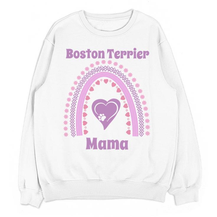 Boston Terrier Mama Cute Rainbow Paw Heart Shape Unisex Sweatshirt