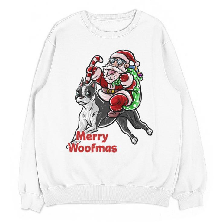 Boston Terrier Santa Claus Hat Merry Christmas Dog X-Mas Unisex Sweatshirt