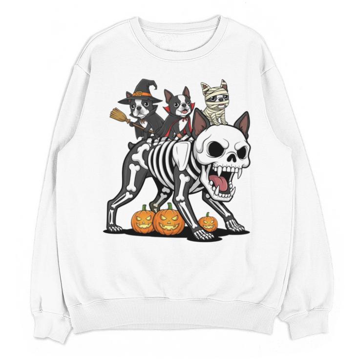 Boston Terrier Skeleton Mummy Witch Halloween Unisex Sweatshirt