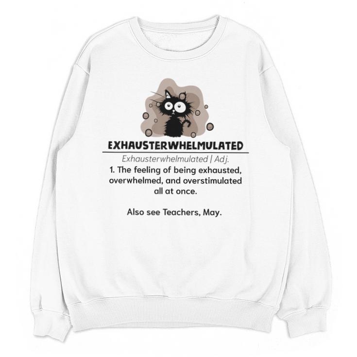 Cat Exhausted Teacher Exhausterwhelmulated Definition Unisex Sweatshirt