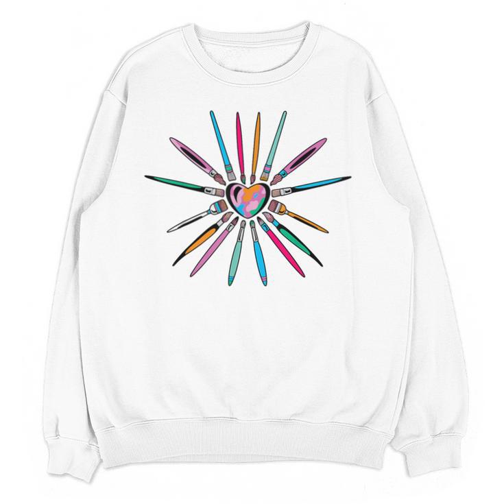 Cool Brush Heart Shape Art Teacher Paint For Artist Painter Unisex Sweatshirt