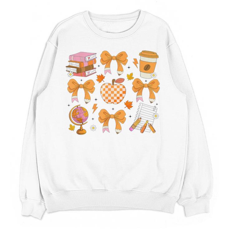 Coquette Bow Teacher Thanksgiving Fall Autumn Girls Women Unisex Sweatshirt