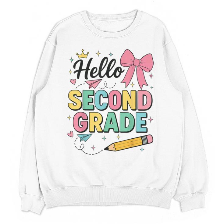 Cute Hello Second Grade Back To School Coquette Teacher Girl Unisex Sweatshirt