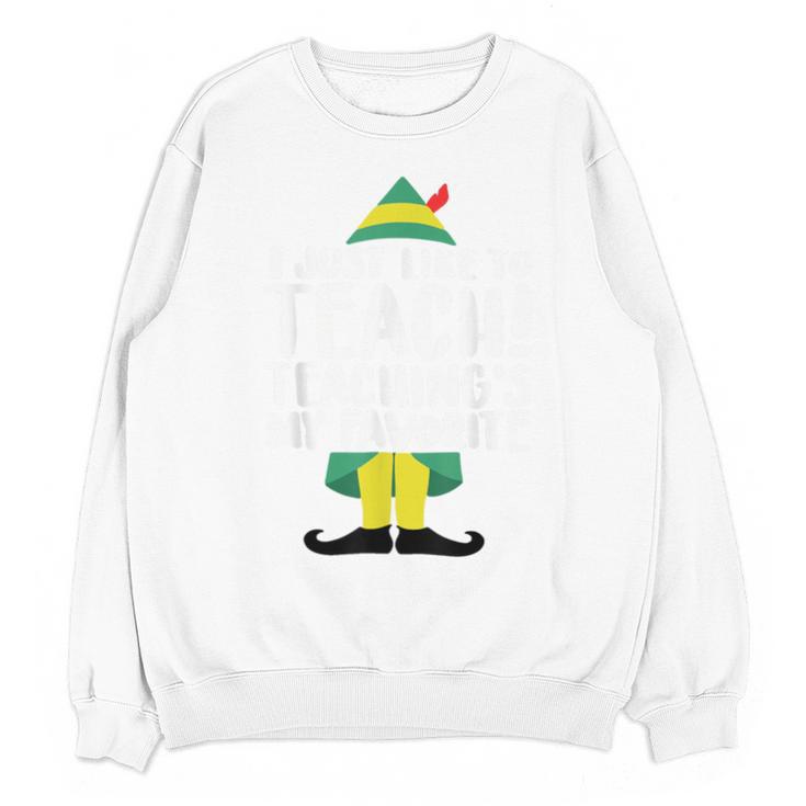 Duble2t I Just Like To Teach Teachings My Favorite Elf Teacher -Adults & -Kids Red Short Sleeve Unisex Sweatshirt