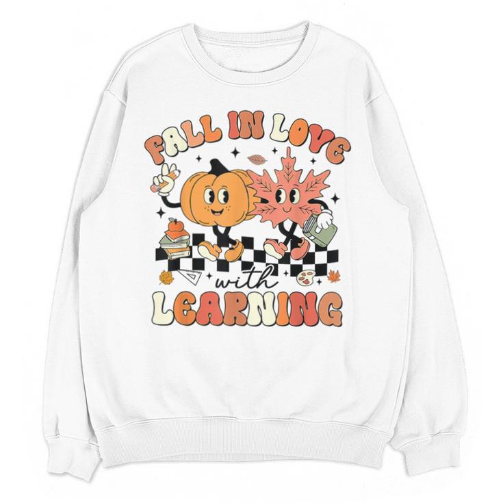 Fall In Love With Learning Teacher Retro Thanksgiving Unisex Sweatshirt