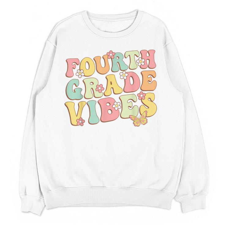 Fourth Grade Vibes Hello Team 4th Grade Teacher Kids Retro Unisex Sweatshirt