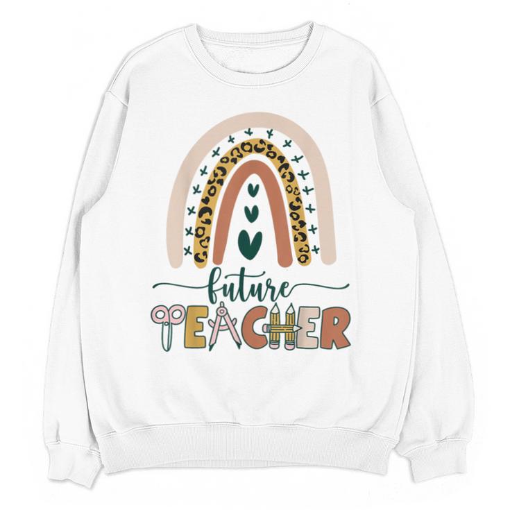 Future Teacher Boho Rainbow Leopard New Grad Student Unisex Sweatshirt