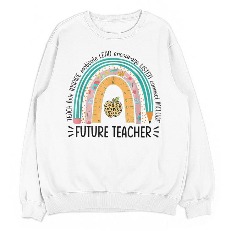 Future Teacher Cute Rainbow Leopard Teacher Outfit For Men Women Girls Kids Unisex Sweatshirt