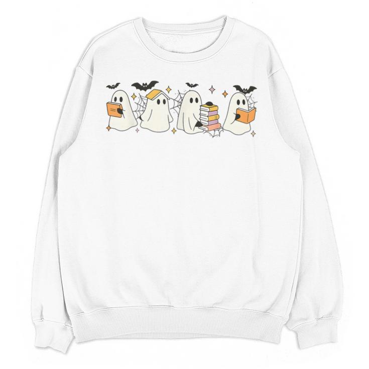 Ghosts Reading Books Library Halloween Teacher Men Women Kid Unisex Sweatshirt