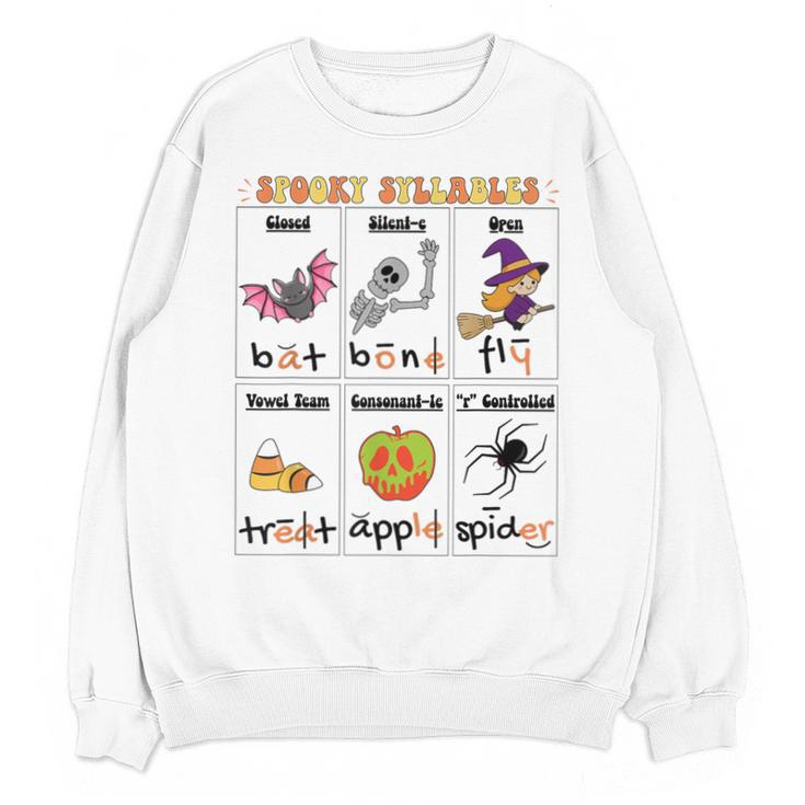 Halloween Reading Spooky Syllables Teacher Vintage Unisex Sweatshirt