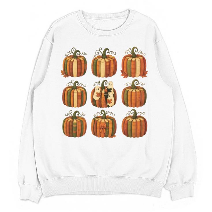 Halloween Teacher Fall Book Pumpkin Retro Reading Unisex Sweatshirt