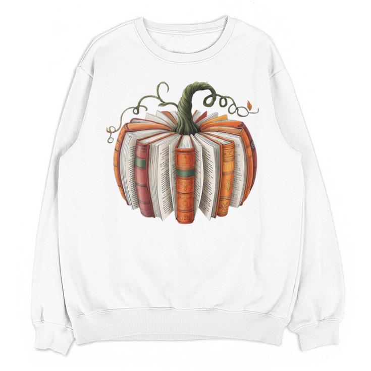Halloween Teacher Librarians Fall Book Pumpkin Retro Reading Unisex Sweatshirt
