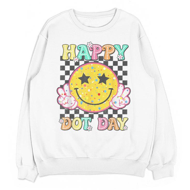 Happy Dot Day Hippie Flowers Smile Face Groovy Teacher Kids Unisex Sweatshirt