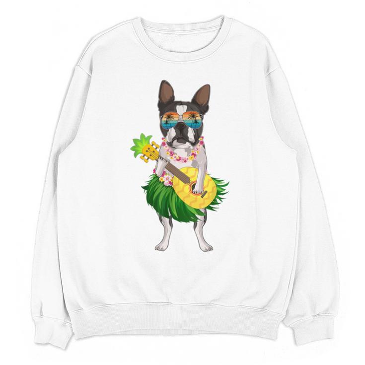 Hawaiian Boston Terrier Dog Pineapple Ukulele Summer For Men Women Girls Kids Unisex Sweatshirt
