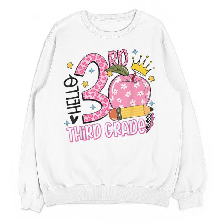 Hello 3rd Third Grade Back To School Pink Leopard Teacher Unisex Sweatshirt