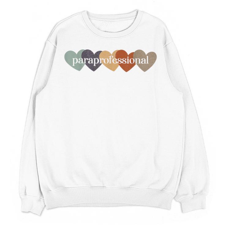 Paraprofessional Teacher Hearts Back To School Teach Rainbow Men Women Kids Unisex Sweatshirt