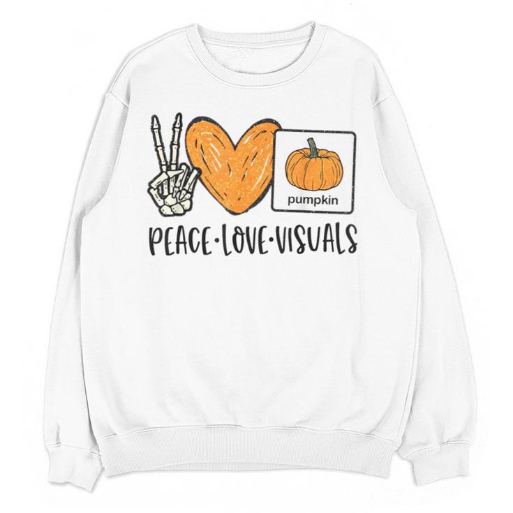 Peace Love Visuals Sped Teacher Pumpkin Skeleton Halloween Unisex Sweatshirt