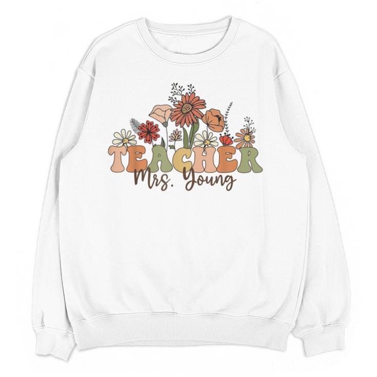 Personalized Name Teacher Mrs Young Back To School Custom Unisex Sweatshirt