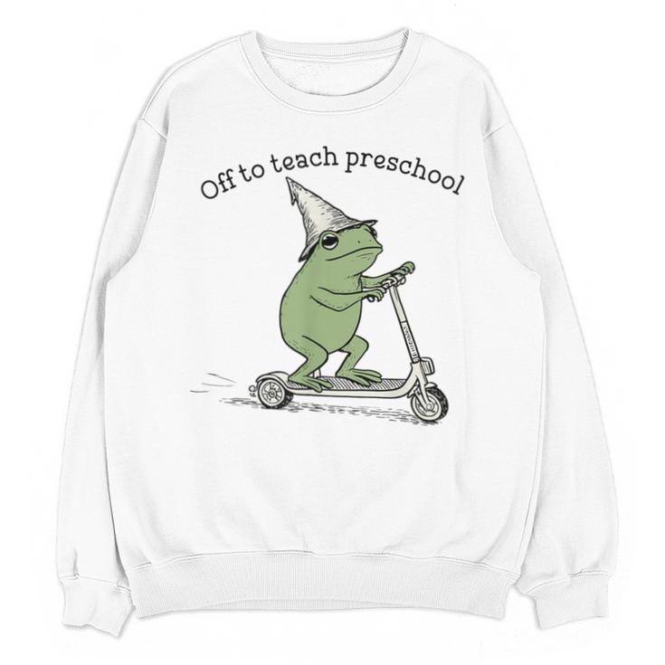 Pre K Grade Teacher Frog Back To School Preschool Unisex Sweatshirt