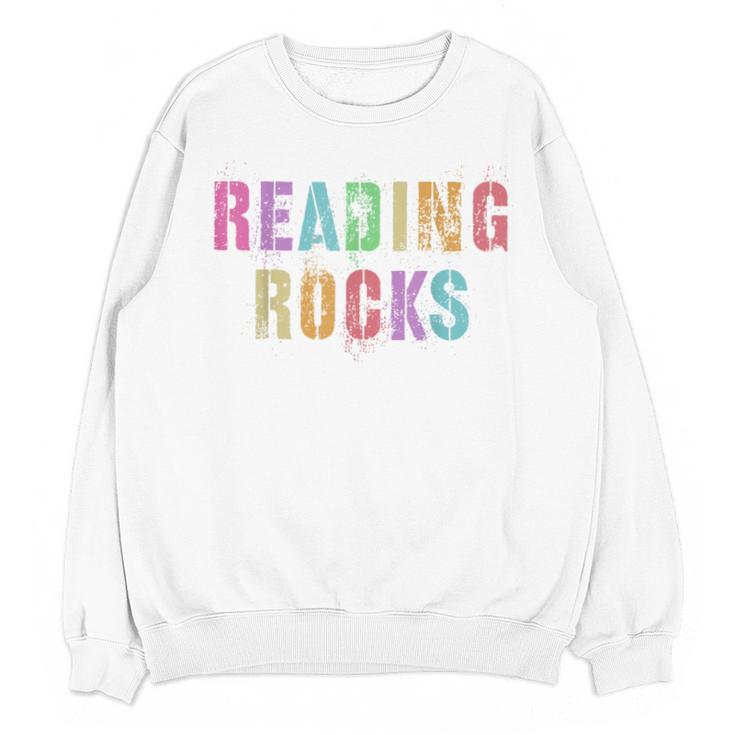 READING ROCKS English Teacher ELA ABCD Read Star Kinder Unisex Sweatshirt