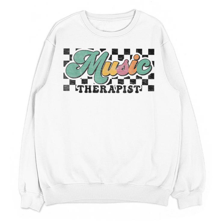 Retro Checkered Music Therapist Squad Music Therapy Teacher For Men Women Unisex Sweatshirt
