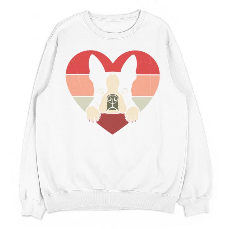 Retro Heart Boston Terrier Dog Vintage Valentine Unisex Sweatshirt