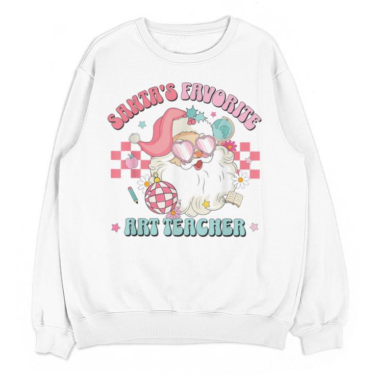 Retro Pink Christmas Santa's Favorite Art Teacher Artist Unisex Sweatshirt