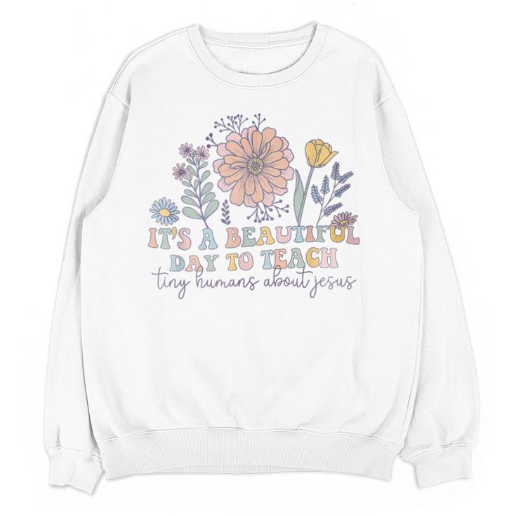 Retro I Teach Tiny Humans About Jesus Christian Teacher Unisex Sweatshirt