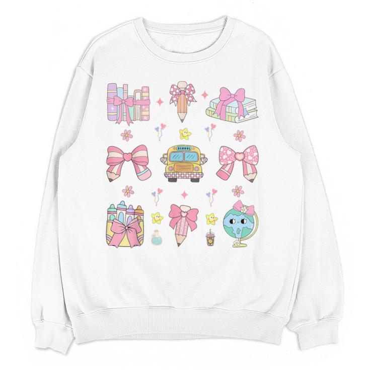 School Pencils And Bows Teacher Bow Coquette Pencil Girls Unisex Sweatshirt