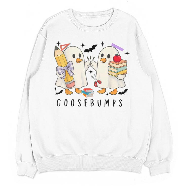Silly Goose Spooky Teacher Halloween Cute Goosebumps Unisex Sweatshirt
