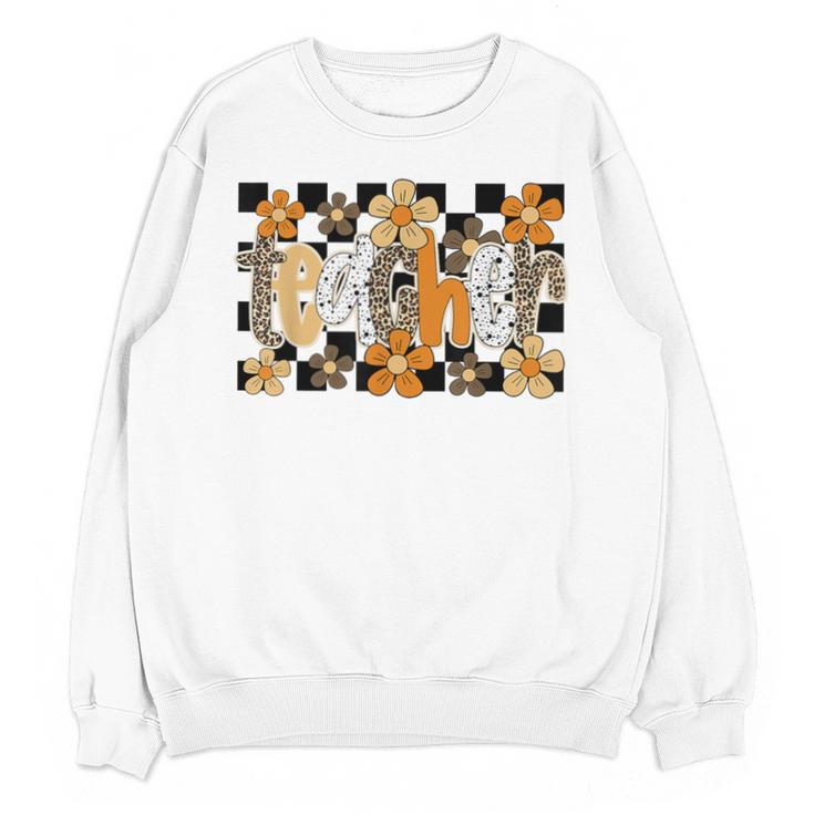 Teacher Appreciation Boho Floral Leopard Checkered Unisex Sweatshirt