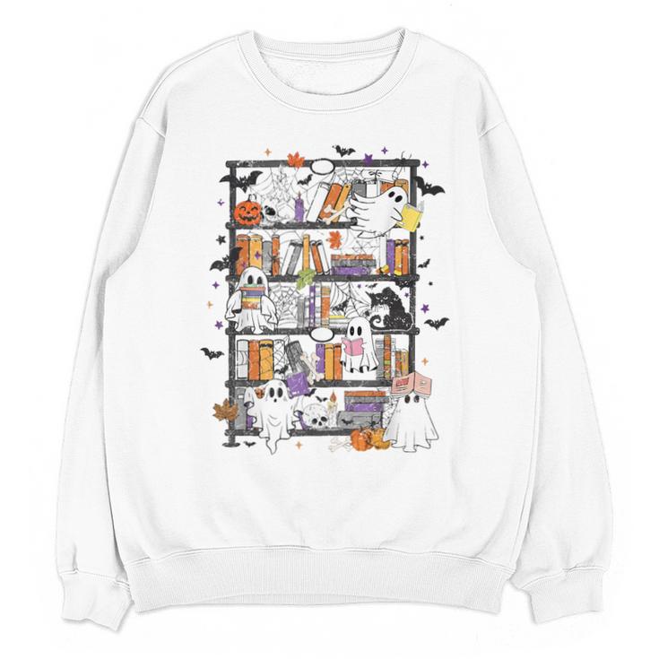 Teacher Library Ghost Reading Book Halloween Cat Unisex Sweatshirt