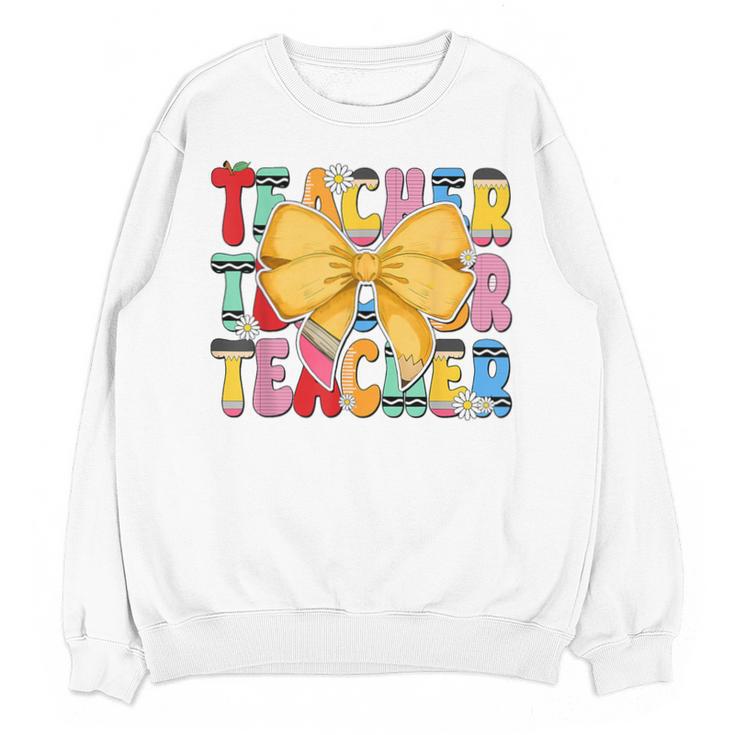 Teacher Pencil Coquette Bow Back To School Teacher Unisex Sweatshirt