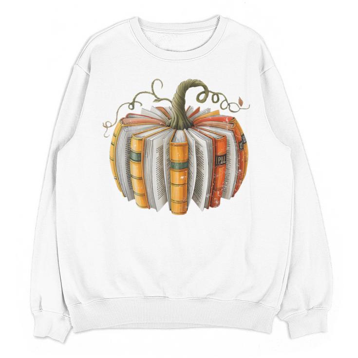 Teachers Students Fall Book Pumpkin Fall Librarians Bookworm Unisex Sweatshirt