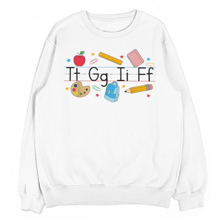 TGIF Teacher Alphabet Kindergarten Teacher Appreciation Unisex Sweatshirt