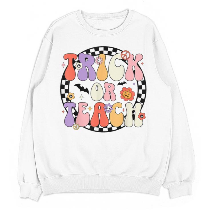 Trick Or Teach Retro Groovy Halloween Teacher Unisex Sweatshirt