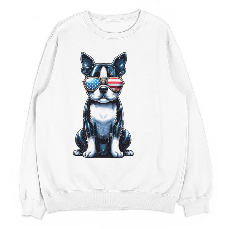 USA Flag Boston Terrier Best Dog Mom Ever 2025 Unisex Sweatshirt