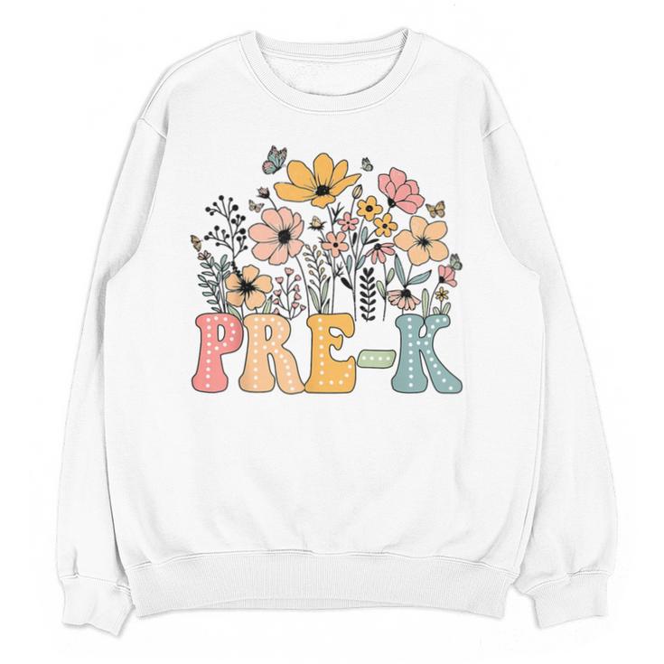 Wildflower Pre-K Preschool Team Floral Teacher Girls Unisex Sweatshirt