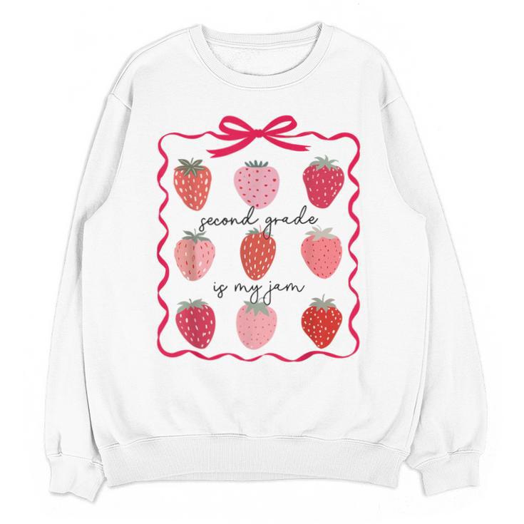 Women Second Grade Is My Jam Strawberry First Kids Teacher Unisex Sweatshirt