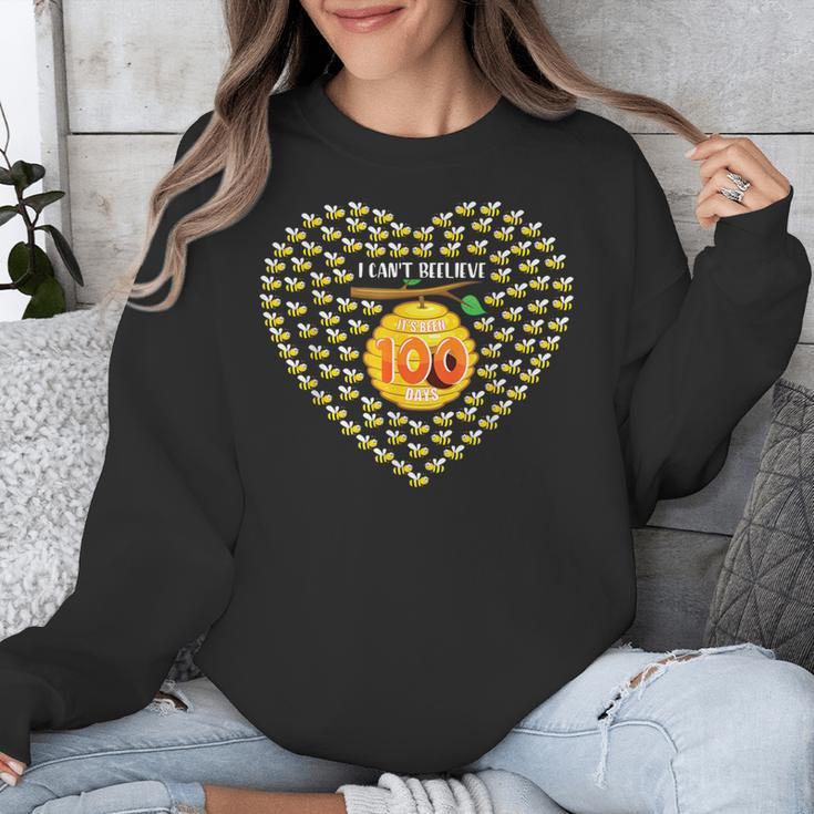 100 Days Of School Bee Hive Tree Hearts Teachers Student Kid Unisex Sweatshirt, funny design
