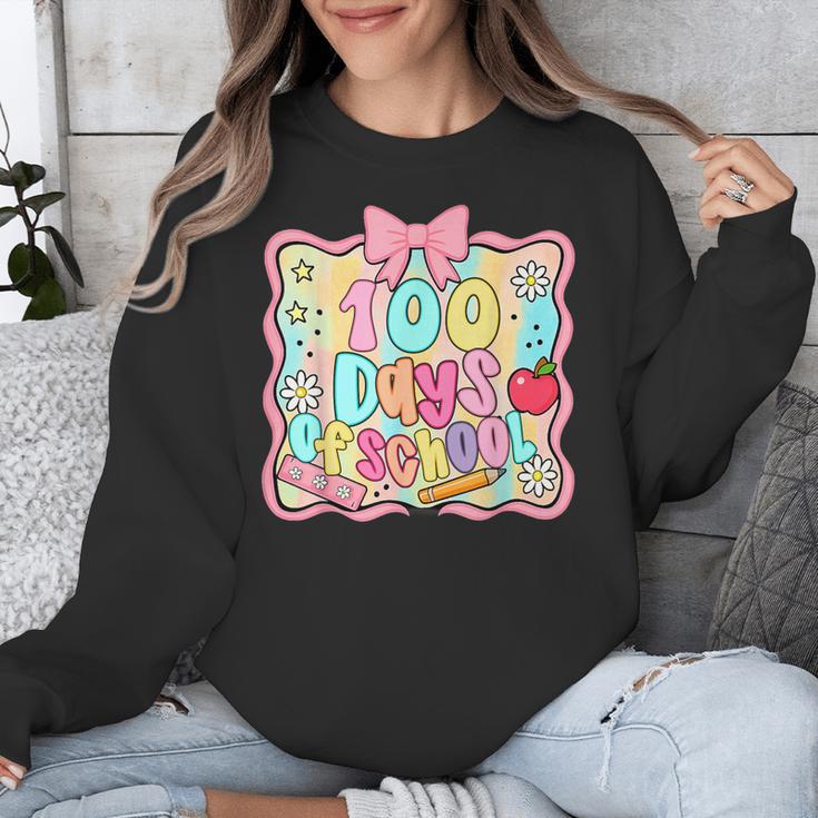 100 Days Of School Preppy 100th Day Of School Teacher Kids Unisex Sweatshirt, funny design