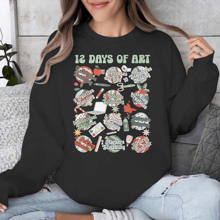 12 Days Of Art Teacher Christmas Artists Painter Educational Unisex Sweatshirt, funny design 12 Days Of Art Teacher Christmas Artists Painter Educational Unisex Sweatshirt, funny design