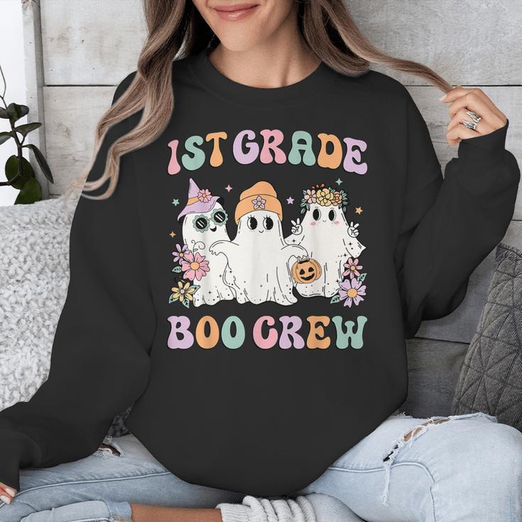 1st Grade Boo Crew Groovy Halloween Floral Ghost Kid Teacher Unisex Sweatshirt, Groovy Teacher Gifts, funny design 1st Grade Boo Crew Groovy Halloween Floral Ghost Kid Teacher Unisex Sweatshirt, Groovy Teacher Gifts, funny design