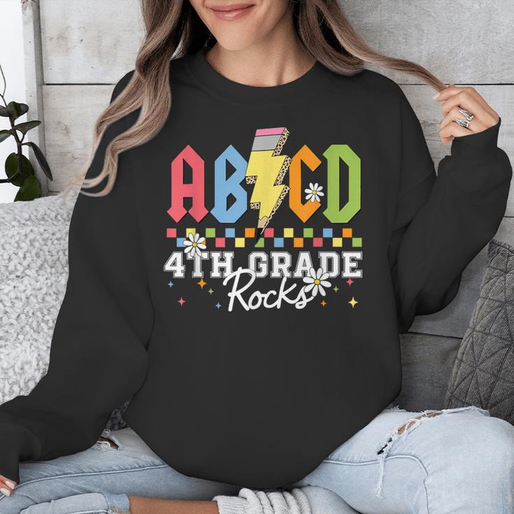 4th Grade Rocks ABCD Back To School Rock Teachers Unisex Sweatshirt, funny design